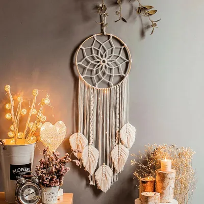 Obrázek produktu pro Macramé Dream Catcher Velký nástěnný závěsný ručně vyrobený lapač snů Boho střapce pro ložnici Obývací pokoj Dekorace Ornament Dárek