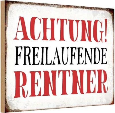 Produktbild von vianmo Holzschild 12x18 cm Achtung freilaufende Rentner Warnschild Hinweisschild