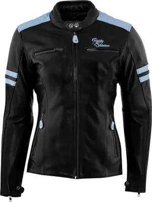 Obrázok produktu pre Kožená motocyklová bunda Rusty Stitches Joyce pre dámy, čierna/modrá, veľkosť 46