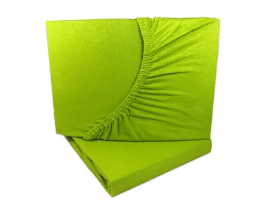 A folded green fitted sheet is shown against a white background.