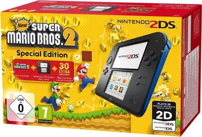Produktbild von Nintendo 2DS Konsole schwarz inkl. New Super Mario Bros 2