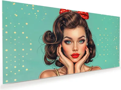 Produktbild von Glasbild 120x60cm in XXL für Wohnzimmer, Schlafzimmer Motiv Retro Schönheit