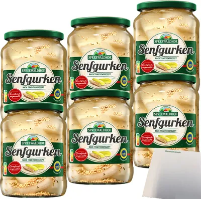 Produktbild von Spreewaldhof Senfgurken traditionell gewürzt 6er Pack (6x670g Glas) + usy Block