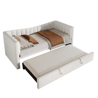 Produktbild von Schlafsofa mit Bettfunktion, 90x200 cm/180x200 cm, Einzelbett mit Lattenrost und Gästebett, Polsterbett, Samt