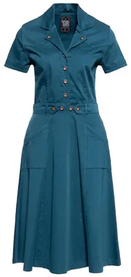 Produktbild von Queen Kerosin Swing Kleid - Workwear Petrol XS
