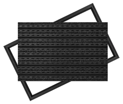 Produktbild von POLENTEX Aluminium Fußmatte für Türen, 90x60 cm, 12 mm Profilhöhe, Premium Black, Gummi + Rips, Farbe: Schwarz, für Innenbereiche