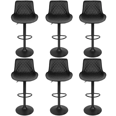 Produktbild von 6er Set Barhocker Barstuhl Küchenhocker Drehstühle Tresenstuhl Modern Kunstleder Bar Stühle - Schwarz