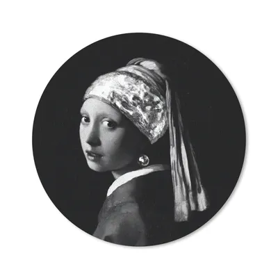 Produktbild von MuchoWow® Mauspad Mousepad Das Mädchen mit dem Perlenohrring - Johannes Vermeer - Schwarz und weiß 50x50 cm - Mousepads - Maus Mat - Pad - Mausunterlage - Vinyl