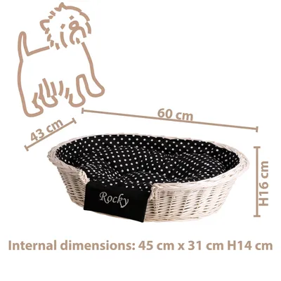 Immagine prodotto di Cestino per cani in vimini con nome 60x43 H16 CM