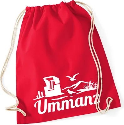 Produktbild von Huuraa Turnbeutel Ummanz Strandmotiv 12 Liter Classic Red Baumwolle Rucksack Geschenkidee