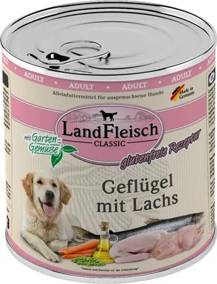 Produktbild von Landfleisch Pur Geflügel & Lachsfilet, Nassfutter 6x800g