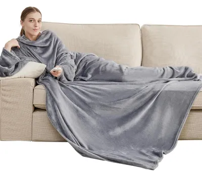 Produktbild von Kuscheldecke mit Ärmeln Decke mit Ärmeln Fleecedecke - Flanell-Fleece - 150 x 200 cm - Grau