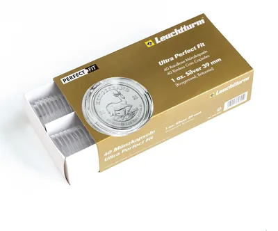 Productafbeelding van Muntencapsules Ultra - 40 stuks voor 1 ounce zilveren munten, transparant, 39 mm
