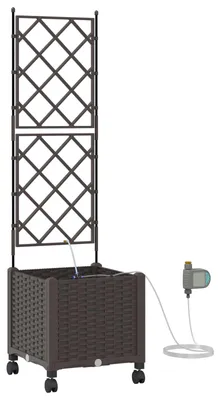 Produktbild von vidaXL Garten Blumenkübel mit Bewässerung und Rädern Braun PP