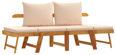 Produktbild von vidaXL Gartenbank mit Kissen 2-in-1 Massivholz Akazie