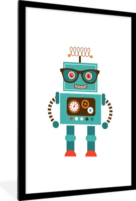 Produktbild von MuchoWow® MuchoWow® Gerahmtes Poster Roboter - Schutzbrille - Zahnräder - Gesicht - Jungen - Kinder 60x90 cm - Poster mit zchwarzem Bilderrahmen - Dekoration - Wandposter Wohnzimmer - Hochwertig