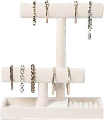 Produktbild von Famanu Schmuckhalter 2-lagig - beige Velours