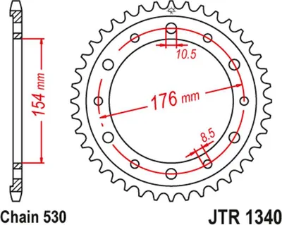 Productafbeelding van Achtertandwiel JT 4434 44 voor Honda CB 1000R '08-'16 (443444JT) (ketting 530)