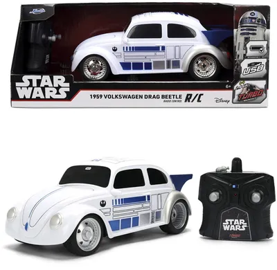Immagine prodotto di Jada, auto radiocomandata, modello RC, Star Wars, R2D2, VW Drag Beetle, scala 1:16, codice prodotto: 9336938314R00