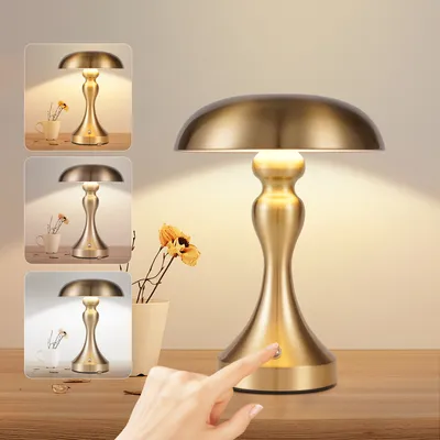 Produktbild von ZMH Tischlampe Kabellos Nachttischlampe LED Akku Tischleuchte Touch Dimmbar Retro Vintage Gold Bronze Lampe mit USB Aufladbar Batterie Tischlampen für Fensterbank Wohnzimmer Schlafzimmer