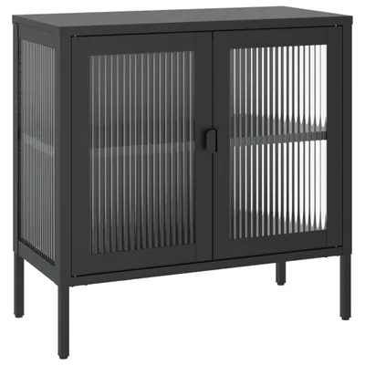 Produktbild von Sideboard Schwarz 70x35x70 cm Glas und Stahl