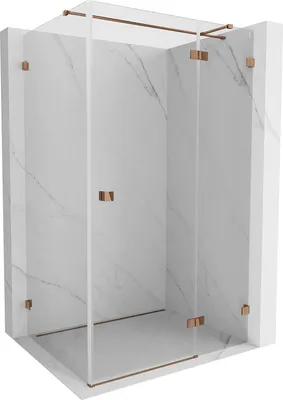 Produktbild von Mexen Lunar T Duschkabine mit Schwingtür rechts 140 x 90 cm, transparent, Roségold - 834T-140-090-60-00-P