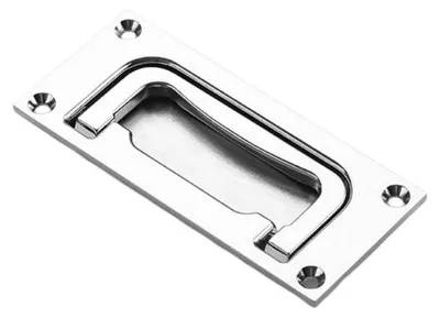 Produktbild von INF Schmale eingelassene Griffmuschel - Zinklegierung, gebürstetes Silber, massiv gegossener Einlassgriff für Schränke