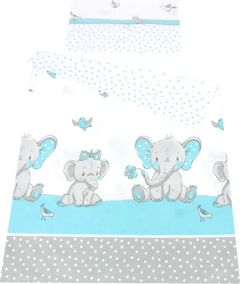 Produktbild von BABYLUX Kinderbettwäsche 2 Tlg. 100 x 135cm aus Baumwolle Bettwäsche Bettbezug Bezug 2 Tlg. für Babybett Babybettwäsche 111. Elephanten Türkis