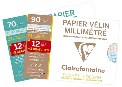 Obrázok produktu pre Clairefontaine 196854AMZC – Súprava obsahujúca 1 balenie milimetrového papiera (90 g) + 1 balenie ceruziek