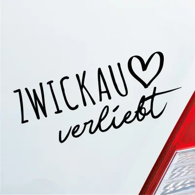 Produktbild von Auto Aufkleber Zwickau verliebt Herz Stadt Heimat Liebe Car 19x8 cm Schwarz Glanz Sticker Heckscheibenaufkleber