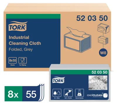 Obrázek produktu pro Tork - Čistící utěrka pro průmyslové čištění w8 520350 | 8 kusů