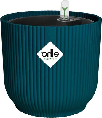 Immagine prodotto di Vaso da fiori con sistema di auto-irrigazione in plastica riciclata - 100% riciclato - Blu intenso - Ø 22 x H 20,2 cm