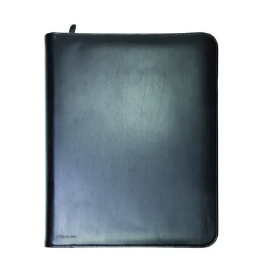 Produktbild von Monolith Konferenzmappe A4 - Schreibmappe - Ringmappe - Leder Optik - Schwarz - Kunstleder Body - 364 mm Höhe x 304 mm Breite x 42 mm Tiefe