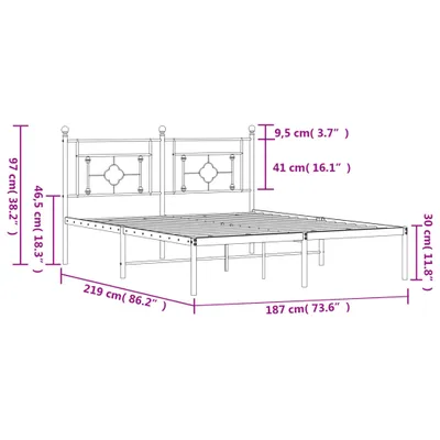 Immagine prodotto di vidaXL Struttura letto con testiera in metallo bianco 183x213 cm
