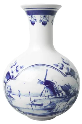 Productafbeelding van Heinen Delfts Blauw – Kleine buikvaas met landschap