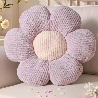 Produktbild von Gänseblümchen Kissen 1 Stück, Lila Plüsch Bodenkissen 40cm, Dekoratives Blumenkissen Für Kinderzimmer Sofa Bett