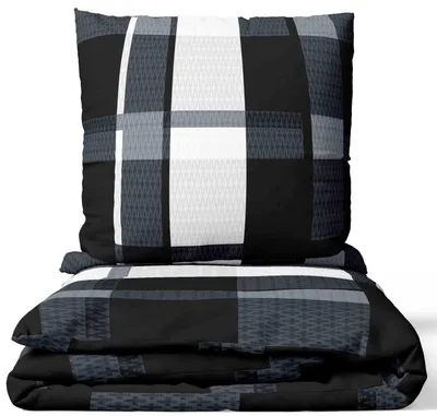 Produktbild von Bettwäsche 135x200cm 2-teilig Set Schwarz Weiß Grau Ornamente mit Reißverschluss