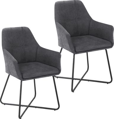 SVITA JOSIE Dining 2er Set Esszimmerstuhl Sessel Polsterstuhl Dunkelgrau