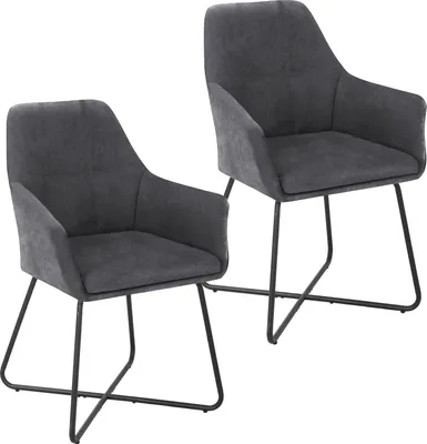 Produktbild von SVITA JOSIE Dining 2er Set Esszimmerstuhl Sessel Polsterstuhl Dunkelgrau