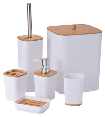 Productafbeelding van Set van zes bamboe accessoires voor de badkamer