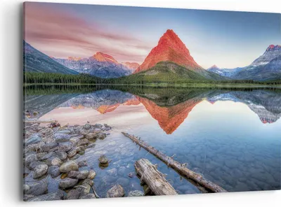 Produktbild von Bild auf Leinwand - Leinwandbild - Einteilig - See Berge Spiegelung - 100x70cm - Wand Bild - Wanddeko - Wandbilder - Leinwanddruck - Bilder - Wanddekoration - Leinwand bilder - AA100x70-4226