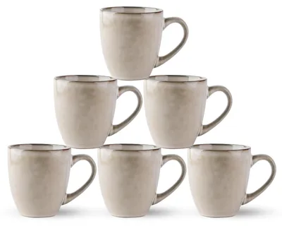 Produktbild von Set aus 6 Keramischen Kaffeetassen 150 ml - Für Latte, Tee und mehr