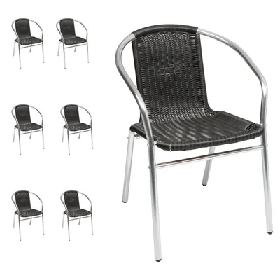 Image de 7 pièces Chaise de bistrot stable en aluminium / poly rotin empilable