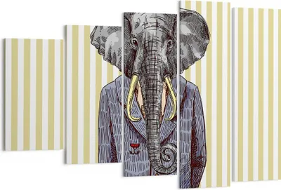 Produktbild von Bild auf Leinwand - Leinwandbild - Elefant Anzug Abstraktion Abbildung - 150x100cm - Wand Bild - Wanddeko - Leinwanddruck - Bilder - Kunstdruck - Leinwand bilder - Wandkunst - EG150x100-3209