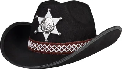 Produktbild von Sheriffhut schwarz - Kinder Cowboyhut für Karneval Fasching Halloween