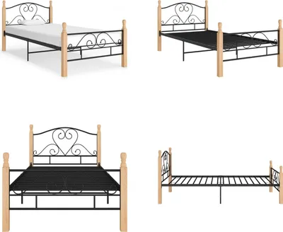 Produktbild von vidaXL Bettgestell Schwarz Metall 90x200 cm - Bettgestell - Bettgestelle - Bettrahmen - Bett