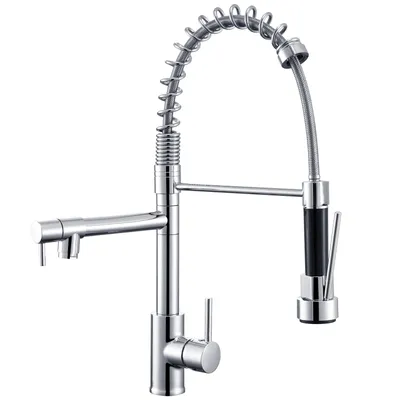 Produktbild von Auralum Schwarz Ausziehbare Küchenarmatur aus 304 Edelstahl, 360° Drehbar, Einhandbedienung, Mit Luftinjektor & 400mm Schlauch