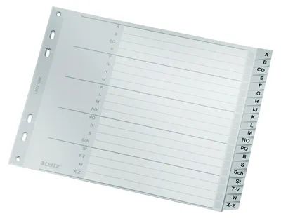 Produktbild von Leitz Register 12620000 A-Z DIN A4 Überbreite 20teilig PP grau
