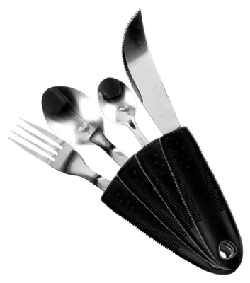 Produktbild von Rutschfestes Besteckset für Senioren und Menschen mit Behinderungen – Ergonomische Essutensilien mit stabilem Griff