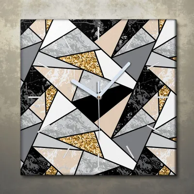 Produktbild von Wohnzimmer Leinwand Uhr Geräuschlos Küche 30x30 Geometrisch, Abstrakt, Textur, weiße Zeiger